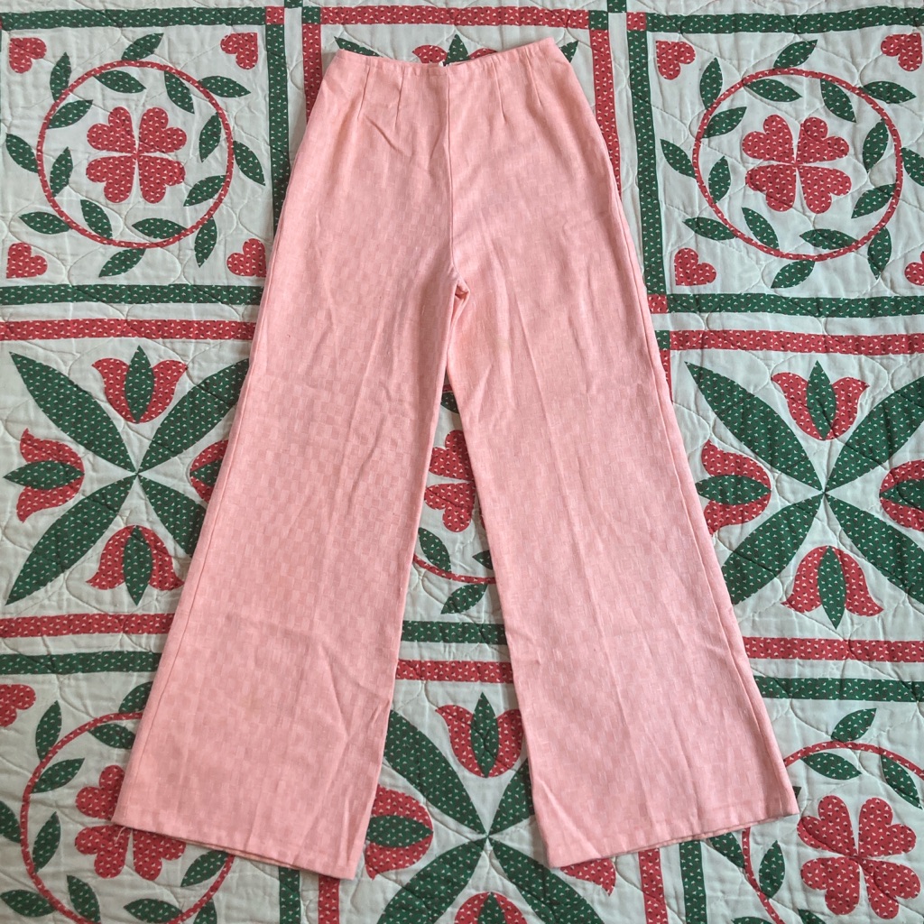 70’s Pink Check Bell Bottoms